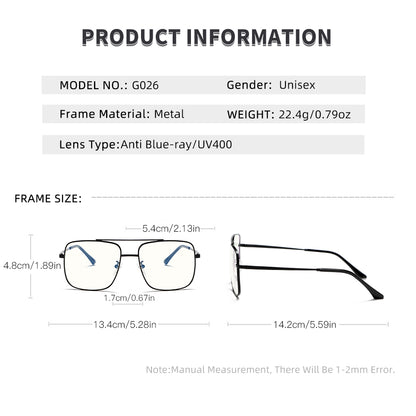Minimlist Small Metal Square Frame Fashion Anti Blue Light Glasses G026OP