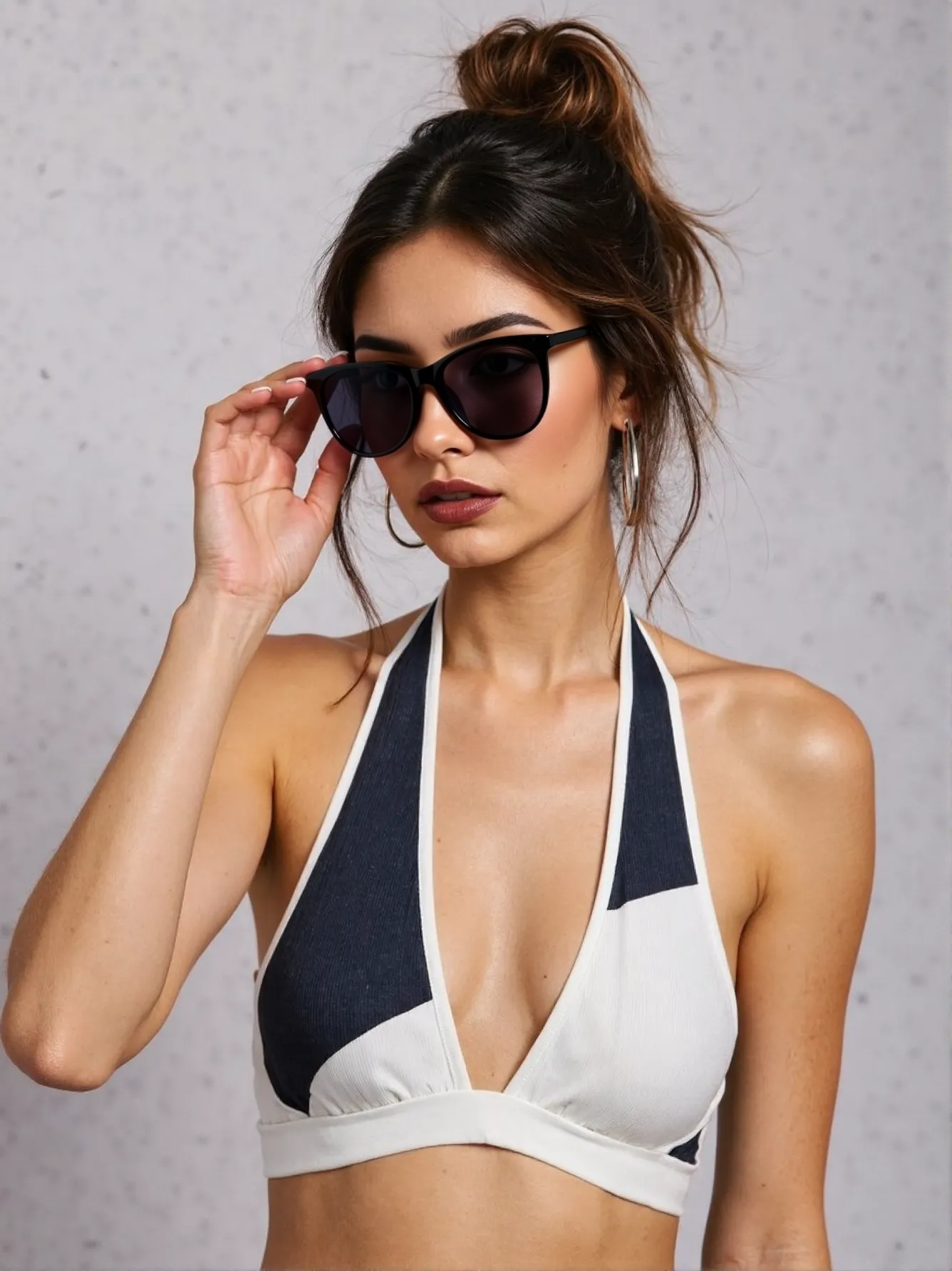 Black Cat Eye Skinny Frame Minimalist Chic Fashion Sunglasses K001