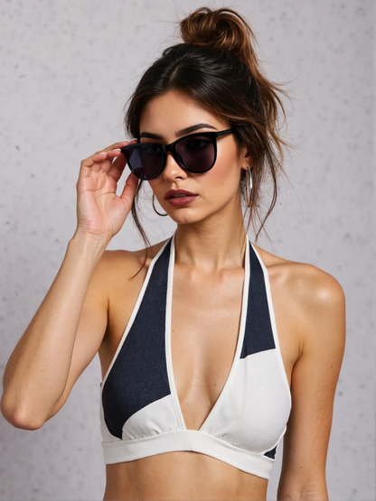 Black Cat Eye Skinny Frame Minimalist Chic Fashion Sunglasses K001