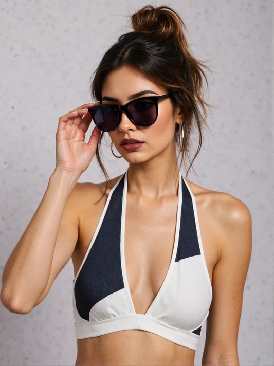 Black Cat Eye Skinny Frame Minimalist Chic Fashion Sunglasses K001