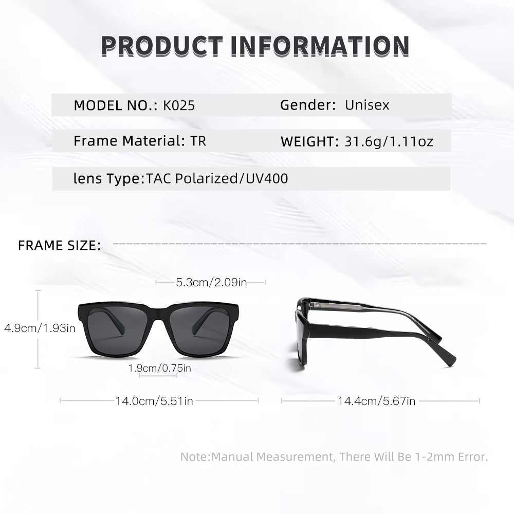 Classic Men Retro Minimalist Black Polarized Sunglasses Shades K025