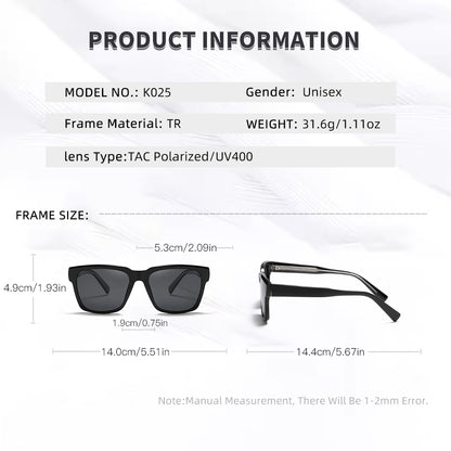 Classic Men Retro Minimalist Black Polarized Sunglasses Shades K025