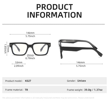High-End Vinatge Square Anti Blue Glasses with Spring Legs K027