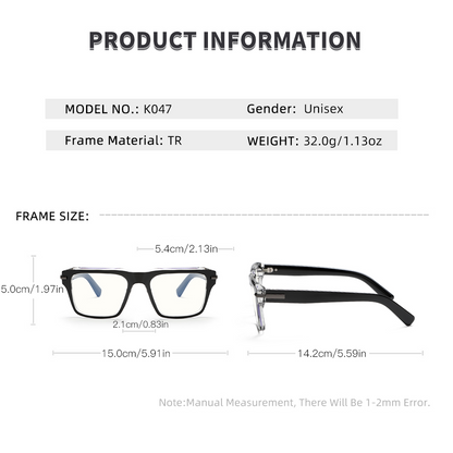 High-End Simple Large Recatngle Frame Fashion Eyeglasses K047