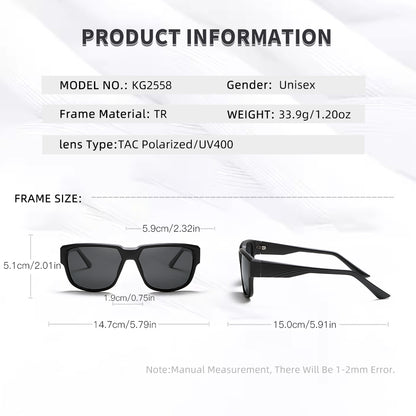 Vintage High Quality Large Frame Polarized Sunglasses KG2558