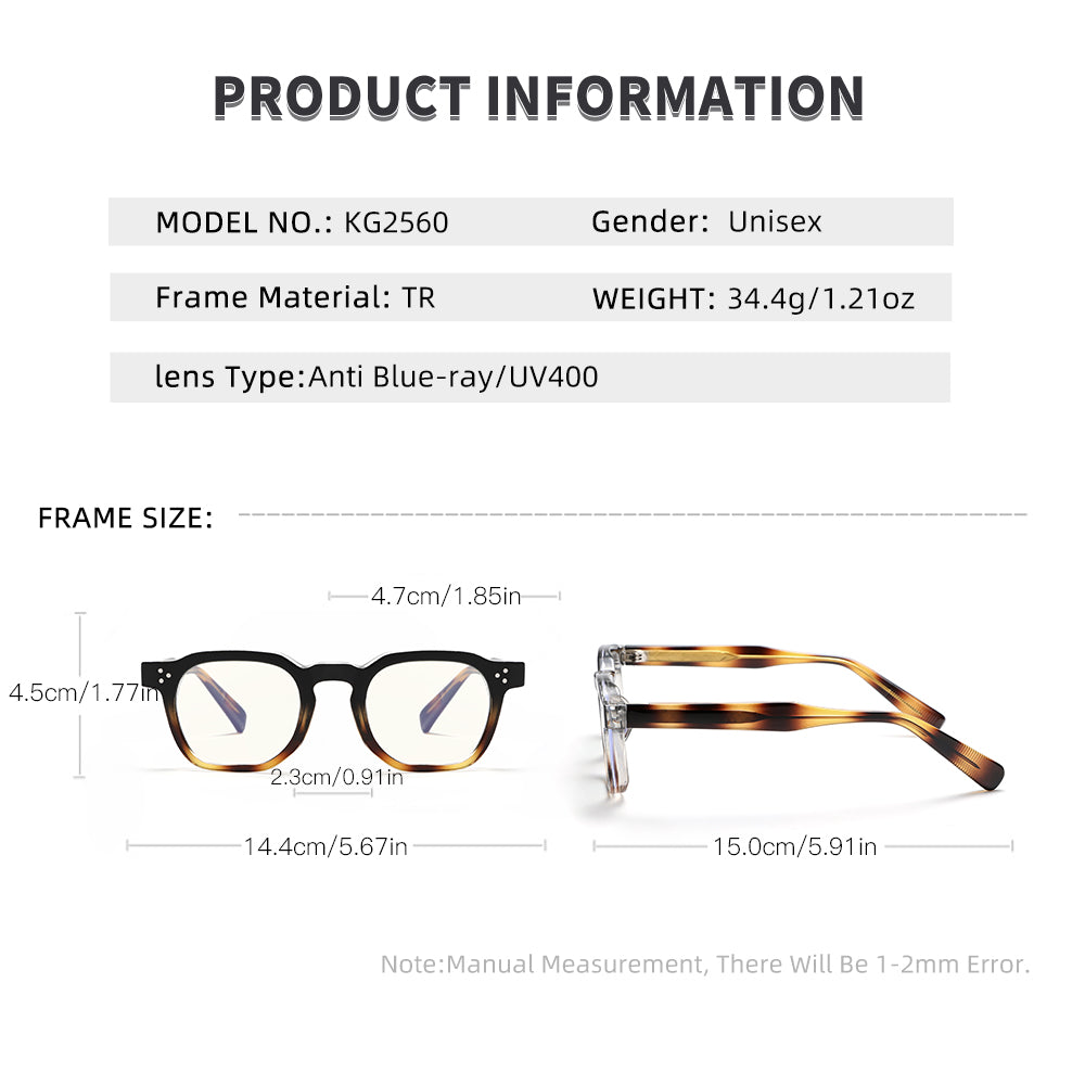 Classic Fashion Square Anti Blue Glasses for Eye Protection KG2560OP