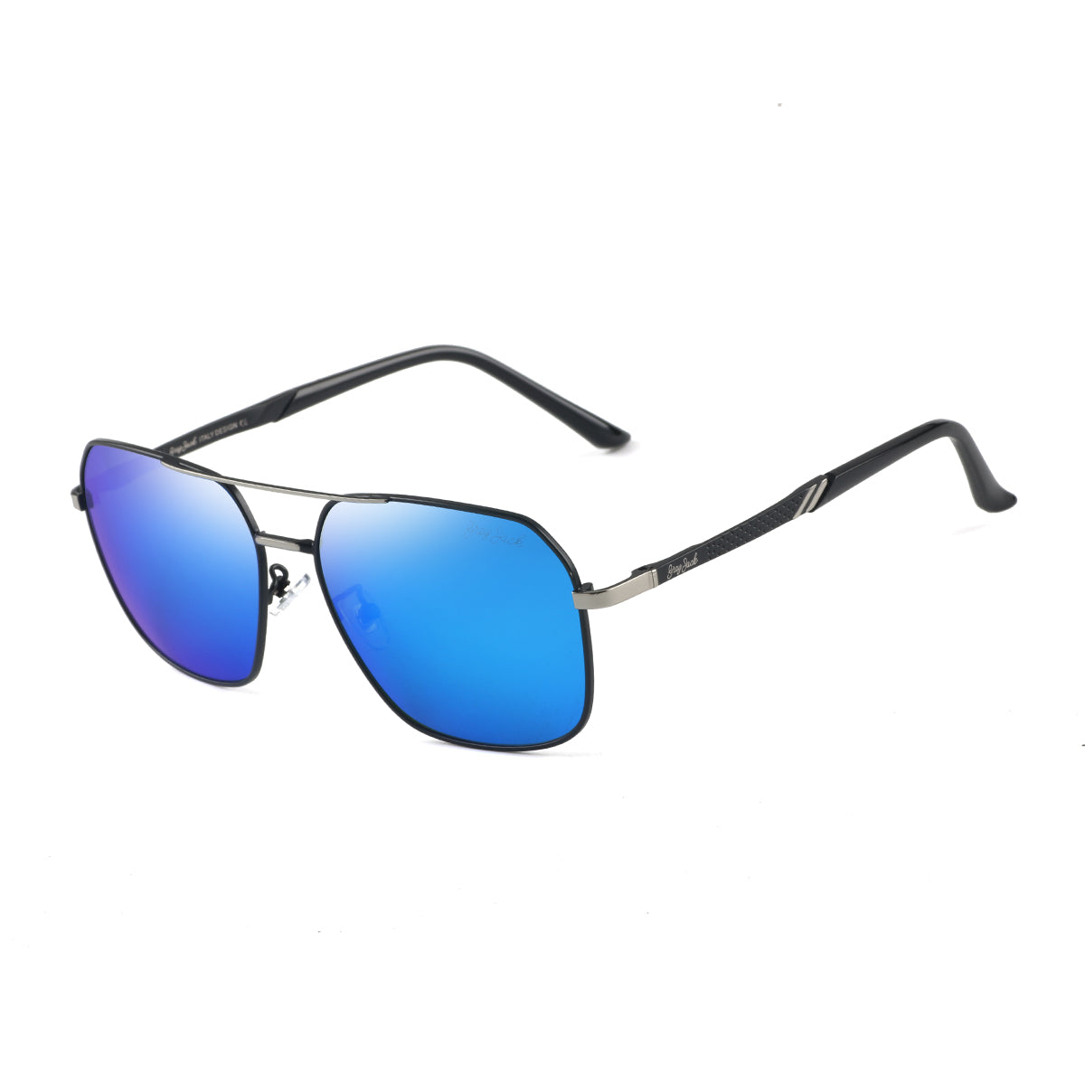 Silver Black Frame Ice Blue Lens