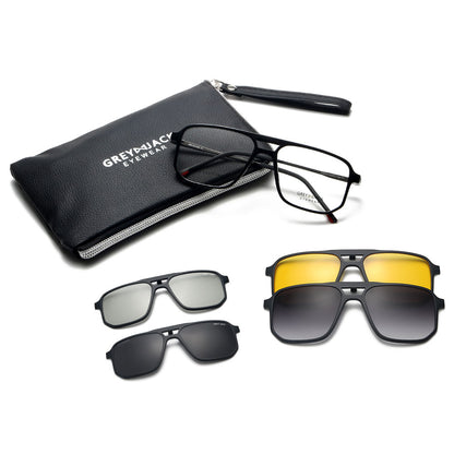 Polarized Clip On Sunglasses 4PCS Magnetic Lens for Myopia People 6072