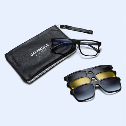 3 in 1 Magnetic Clip On  Sunglasses for Men Women
