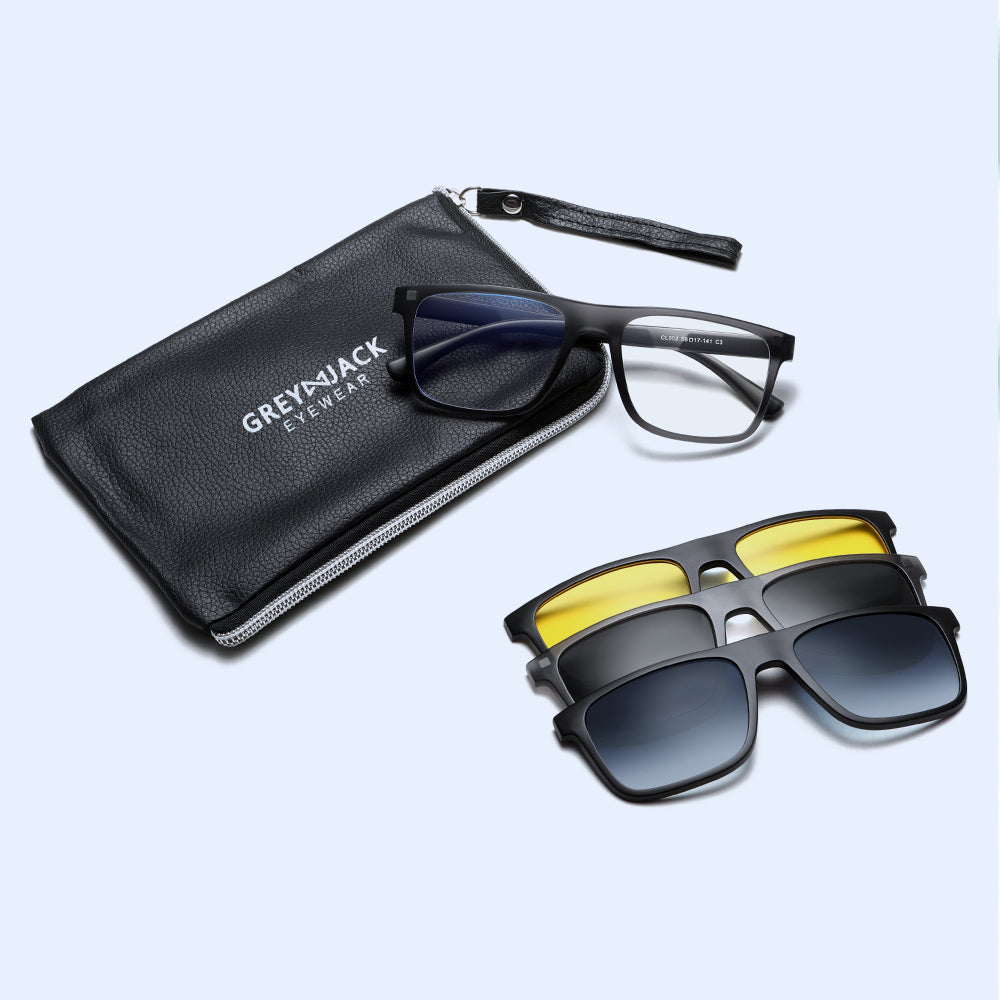 3 in 1 Magnetic Clip On  Sunglasses for Men Women
