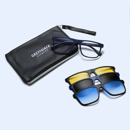 3 in 1 Magnetic Clip On  Sunglasses for Men Women
