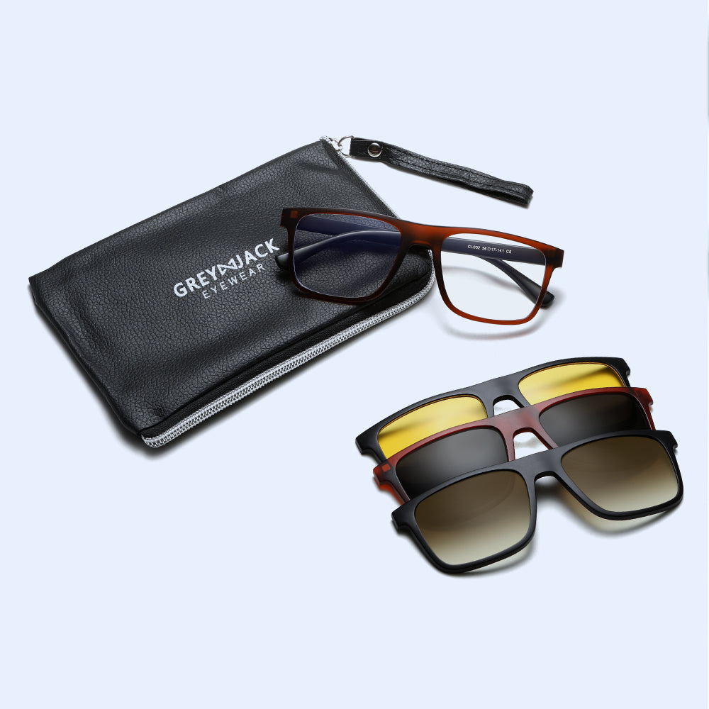 3 in 1 Magnetic Clip On  Sunglasses for Men Women