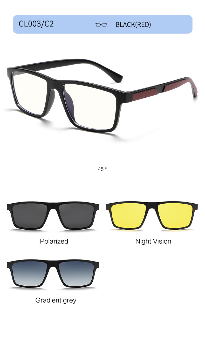 Fashion Rectangle Magnetic Clip On Glasses for Men Women