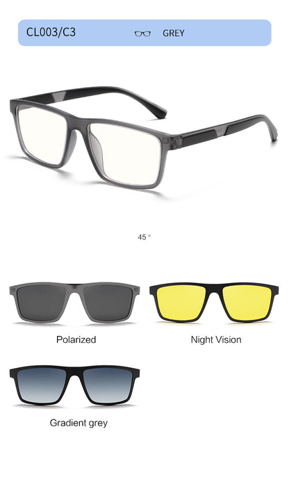Fashion Rectangle Magnetic Clip On Glasses for Men Women