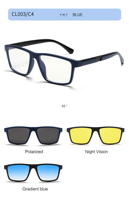 Fashion Rectangle Magnetic Clip On Glasses for Men Women